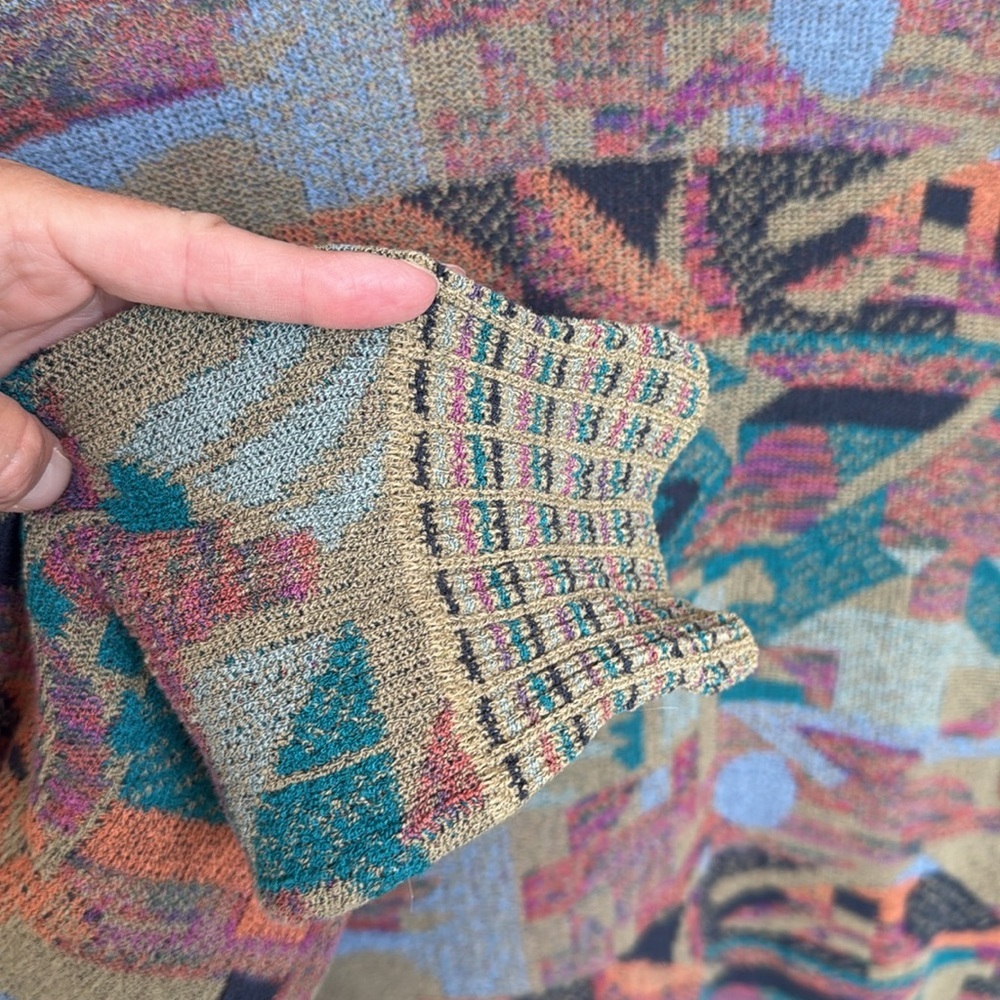 Vintage Italian made sweater colorful geometric Cosby vibes 80s 90s artsy M/L - Picture 6 of 11